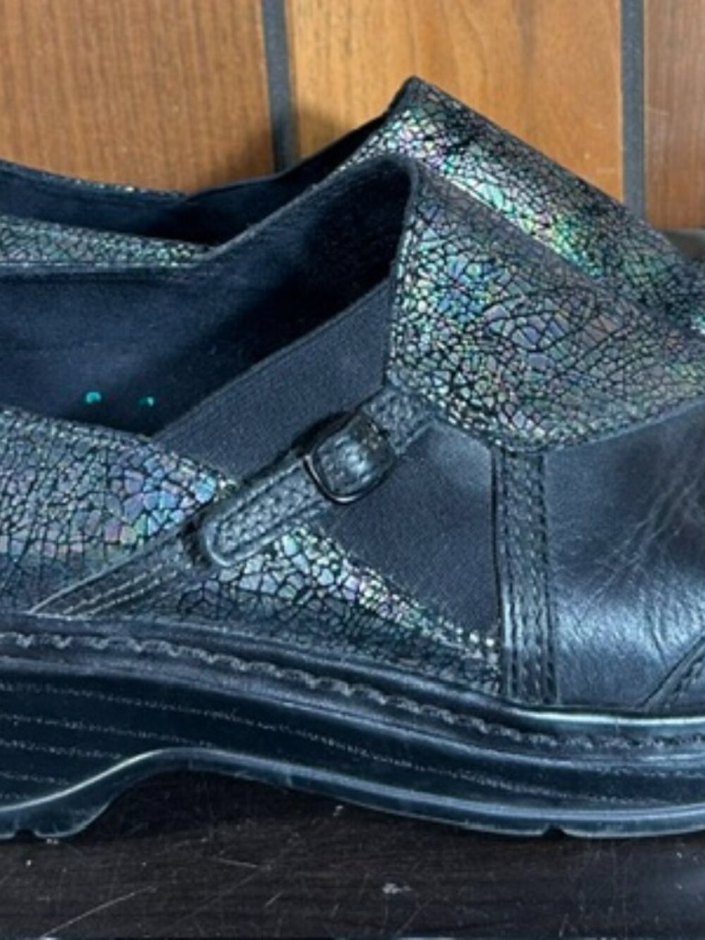Klogs Polina Clog Shoes Womens Sz 11 Shadow Mosaic Black Metallic Slip Resistant